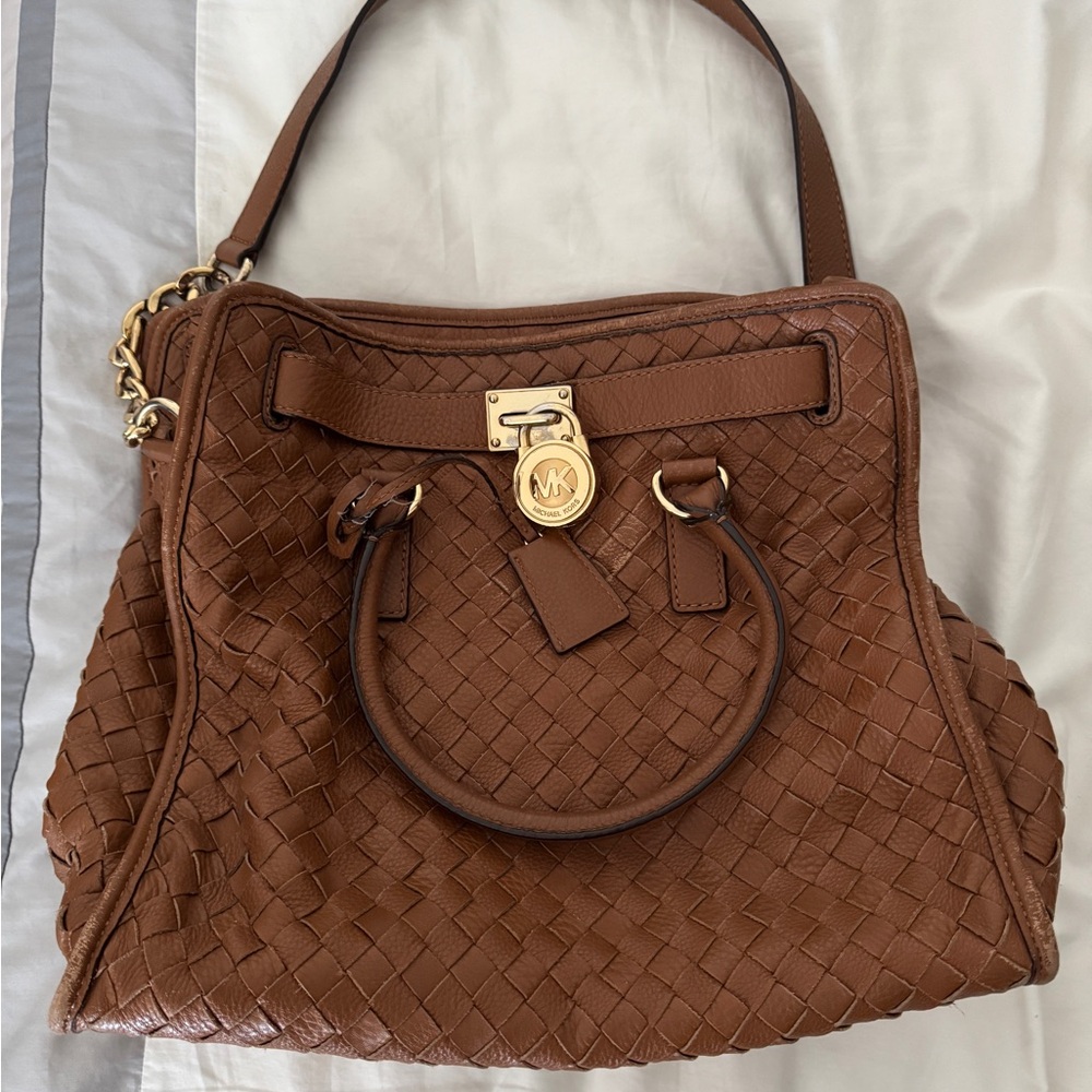 Michael Kors Brown Woven Leather Tote